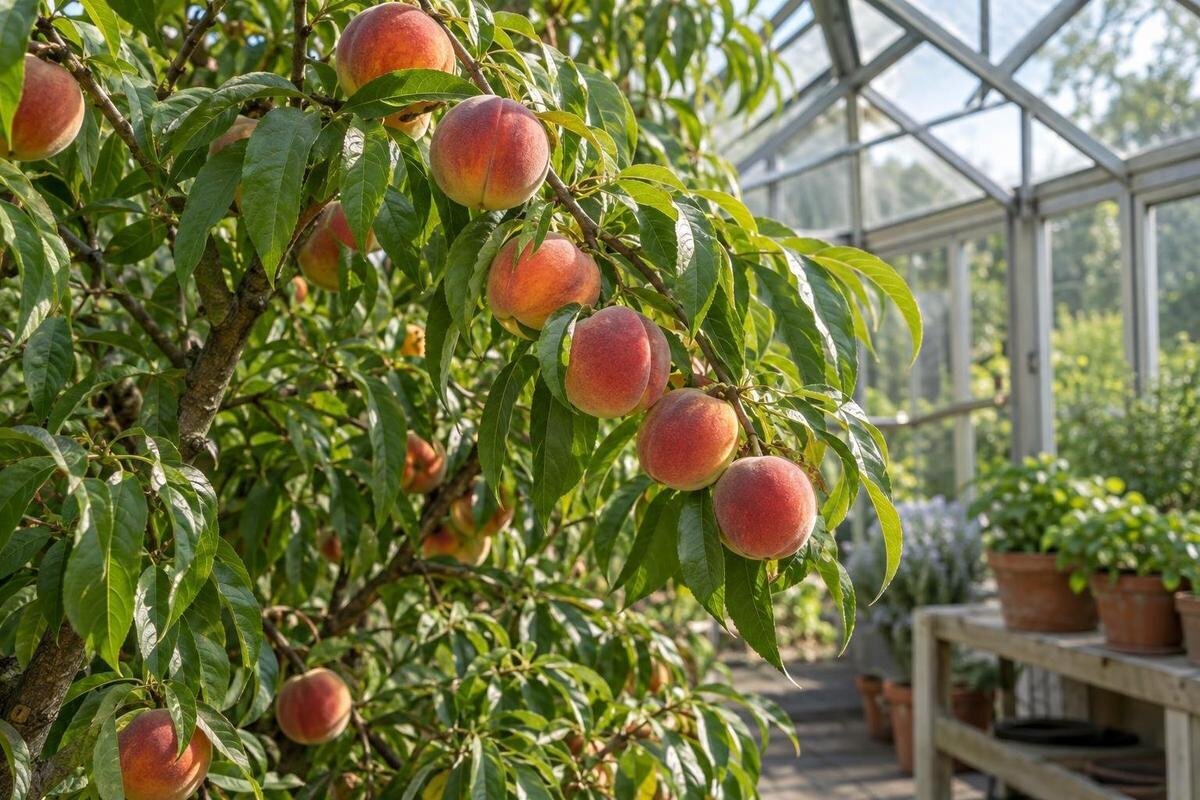 Odla persika eller nektarin i växthus