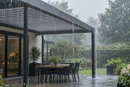 Klarar en lamellpergola riktigt kraftigt regn?