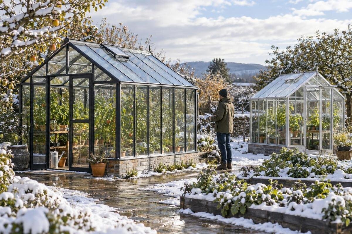 Att köpa ett växthus för snörika vintrar: frågor om snölast och bärförmåga