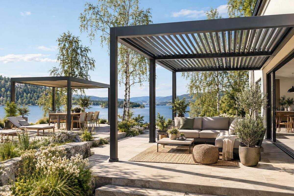 Köpa pergola till en utsatt terrass i söderläge