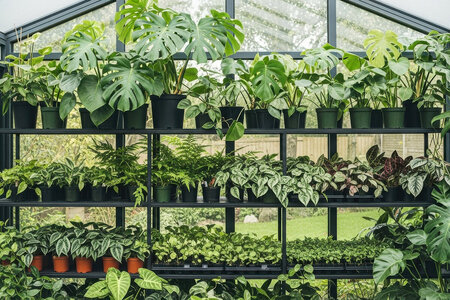 Krukväxter i växthus på sommaren | Skugga + takfönster | Lyxfönster.se