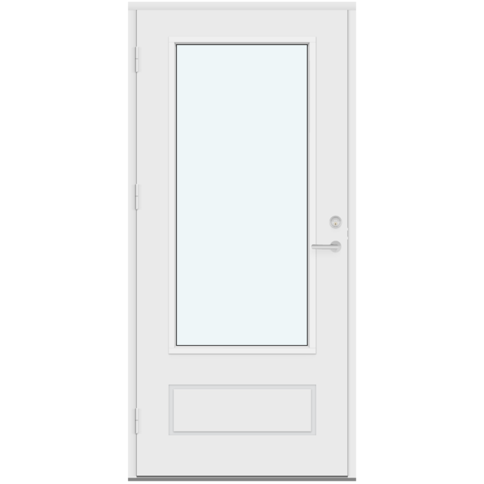 Panelinnerdörrar | Profilpanel, 1 horisontal rektangulär fräsning och 1 vertikalt rektangulärt glas