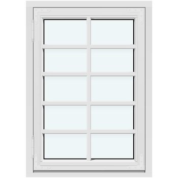 Historisk sidohängt fönster (En båge, Utåtgående)
