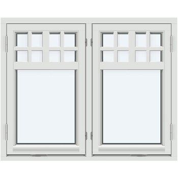 Sidohängt fönster (Två bågar, utåtgående)