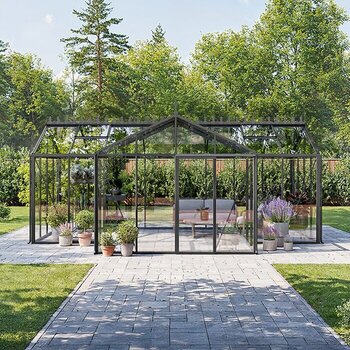 T-modell växthus i aluminium – elegant orangeri för trädgården