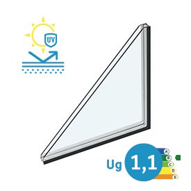 2-glas Super LowE 1.0 beläggning med varm kant (CHR)